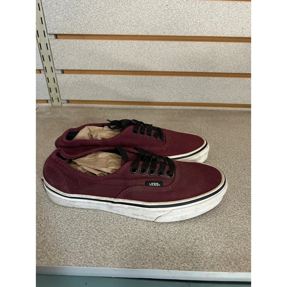 Vans Authentic Burgundy Maroon Canvas Low Top Sneakers Womens 8 Mens 6.5